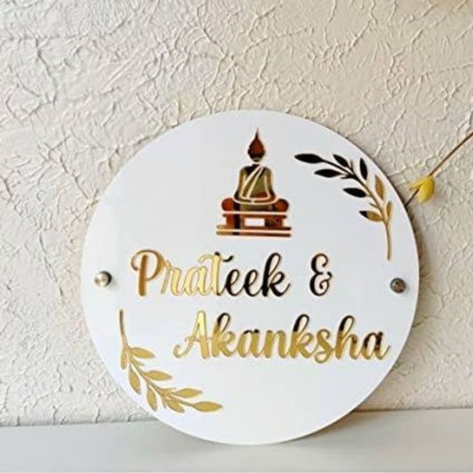 Round Buddha House Name Plate